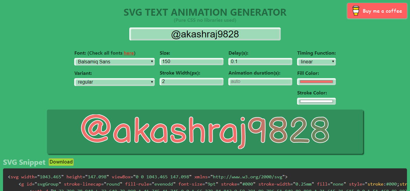 SVG Text animation generator